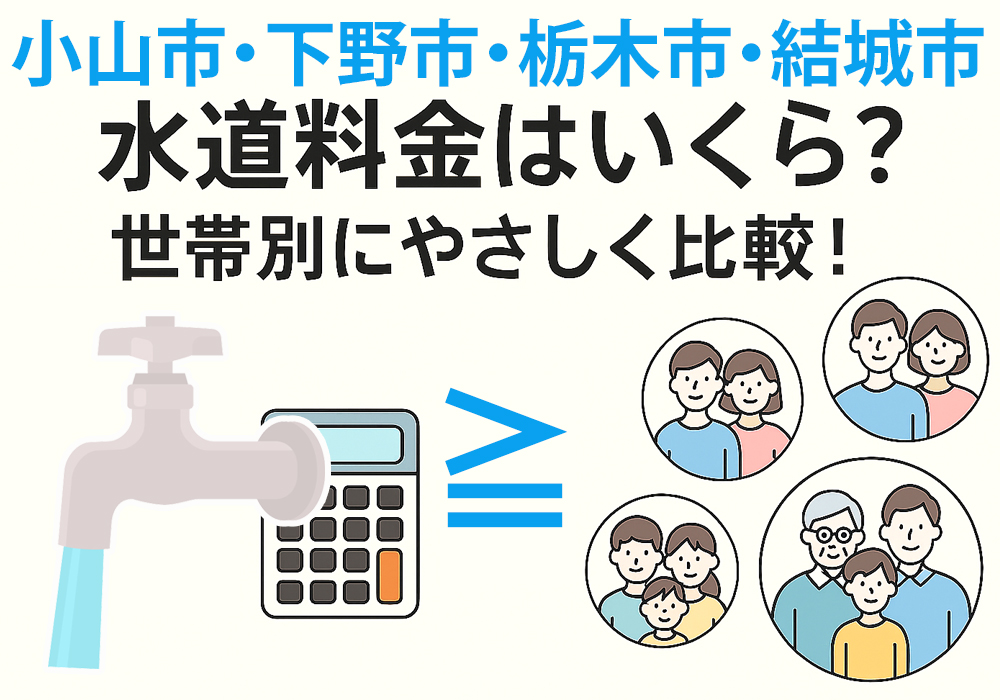 小山市、下野市、栃木市、結城市の水道料金比較してみた